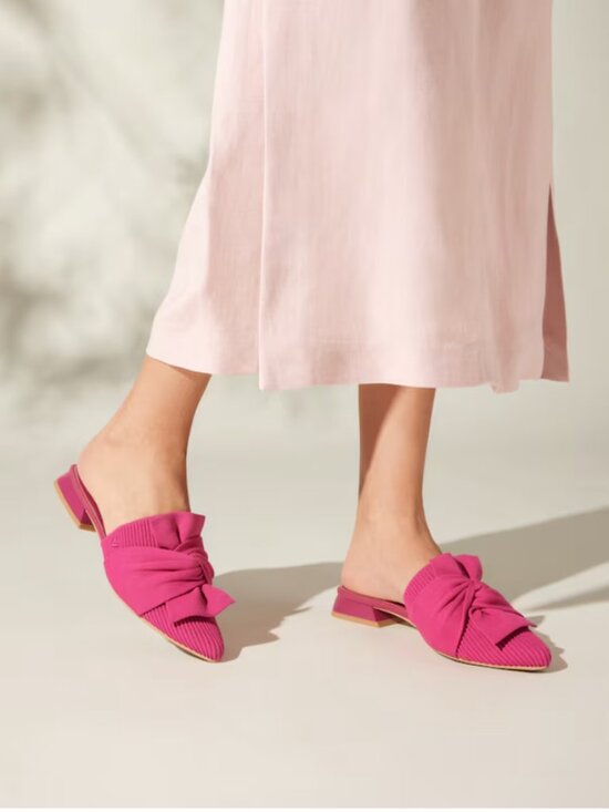 Vivaia Shoes - Vivaia Yaffa Pro Pointed Toe Knot Sandals Mules Slip On Kitten Heels Pink 10.5